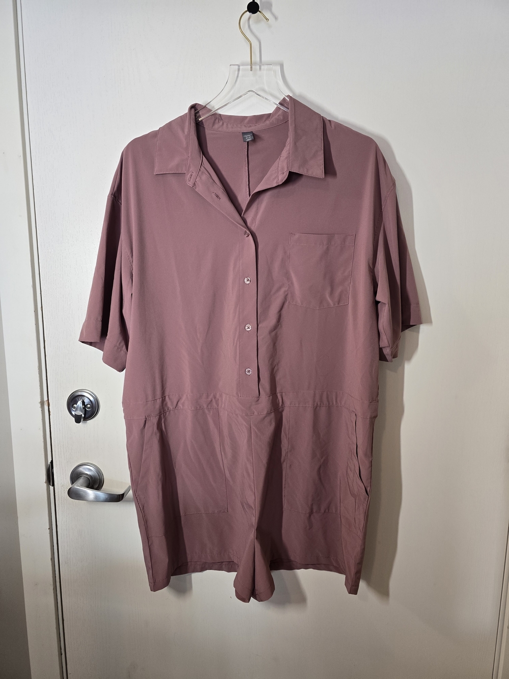 Joe Fresh Dusty Rose Short-Sleeve Relaxed Button-Down Shirt